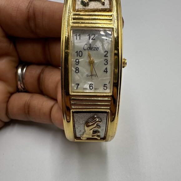 Collezio Watch Women Gold Silver Two Tone Panther Bangle Band New Battery 7" - Picture 3 of 13